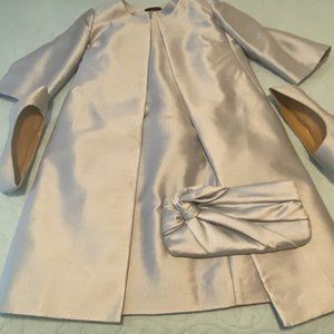 Silk shantung sleeveless dress with matching jacket